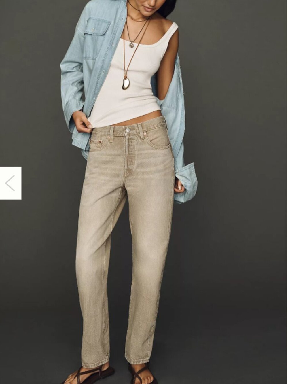 Levi's Premium 501 Original High Rise Straight Jeans- Beige- 28x30- MSRP $110